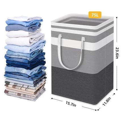 2 Pack Large Foldable Laundry Basket With Easy Carry Handles, Waterproof And Extended Handles For Storing And Carrying.