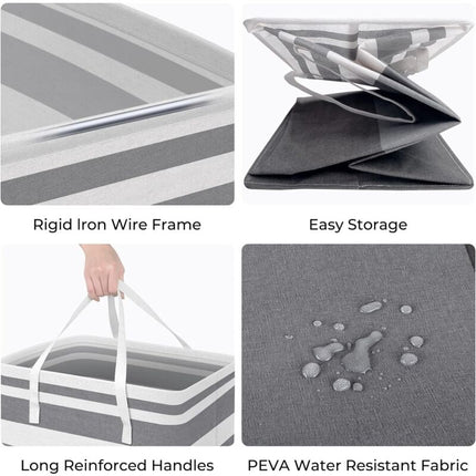 2 Pack Large Foldable Laundry Basket With Easy Carry Handles, Waterproof And Extended Handles For Storing And Carrying.