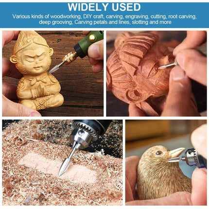 Wood Carving Bit Set For ROtary Tool, 5 Pieces Wood Carving Bits With 1/8 Inch Shank For Diy Woodworking, Engraving,.