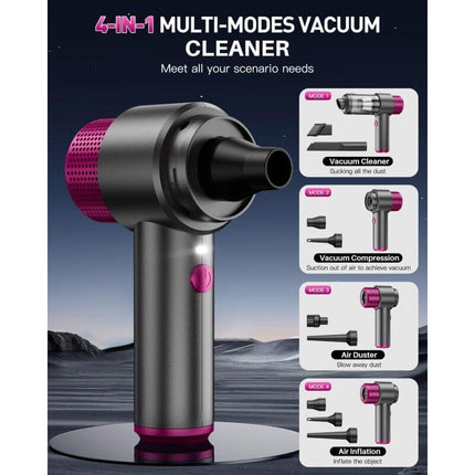 4-In-1 Powerful Cordless Car Vacuum Cleaner, 15Kpa Mini Cordless Handheld Vacuum Cleaner, Dual Filtration System, LED.