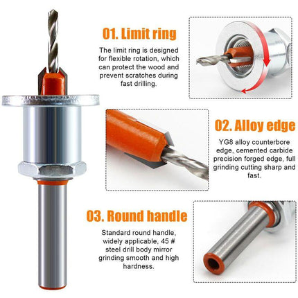 2 pcs Wood Drill Bits, Hss Drill Bit Set, 8Mm Steel Countersink Drill Bits, Countersink Drill Bit Set For Woodworking,.