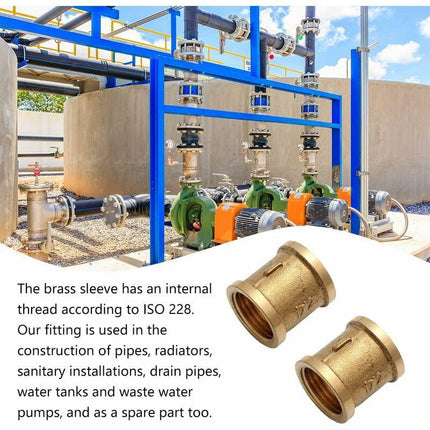 Female Straight Couplings, Female Connector Accessories, Female Connecting Pipe Threads, Female Connectors, 1/2 Brass.