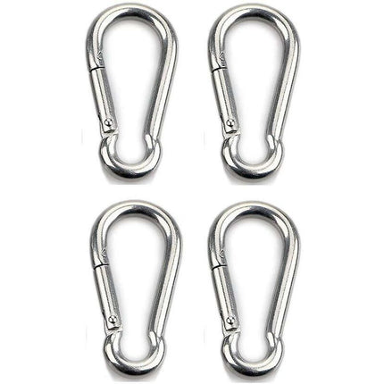 4 pcs Heavy Duty Carabiner Hooks For Sports, Locking Dogs, Hammock Swing, 304 Stainless Steel, 8Mm Thickness.