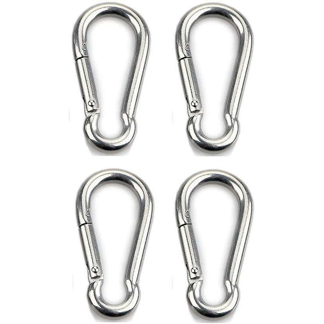 4 pcs Heavy Duty Carabiner Hooks For Sports, Locking Dogs, Hammock Swing, 304 Stainless Steel, 8Mm Thickness.