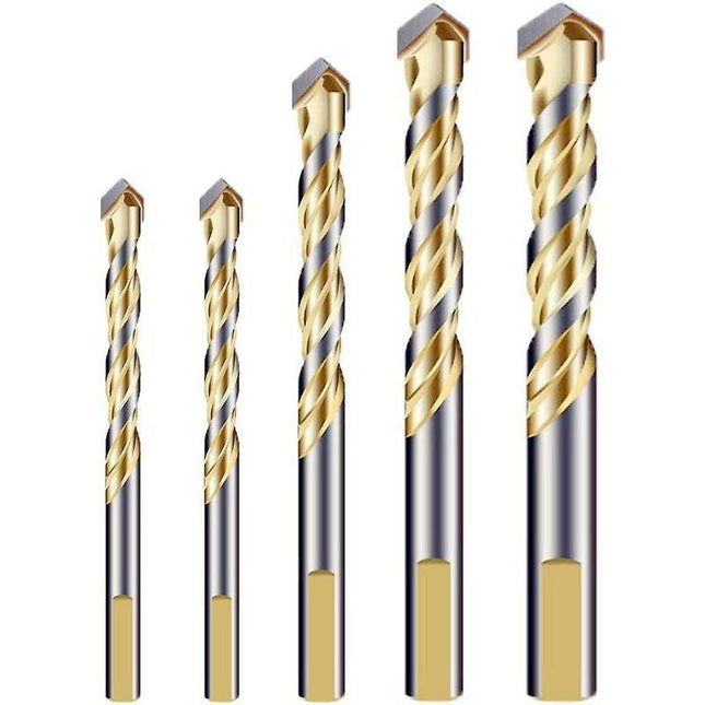 Multi-Material Drill Bit Set With Double Groove Carbide Tip For Tile, Concrete, Brick, Glass, Plastic, Wood, Metal,.