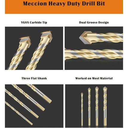 Multi-Material Drill Bit Set With Double Groove Carbide Tip For Tile, Concrete, Brick, Glass, Plastic, Wood, Metal,.