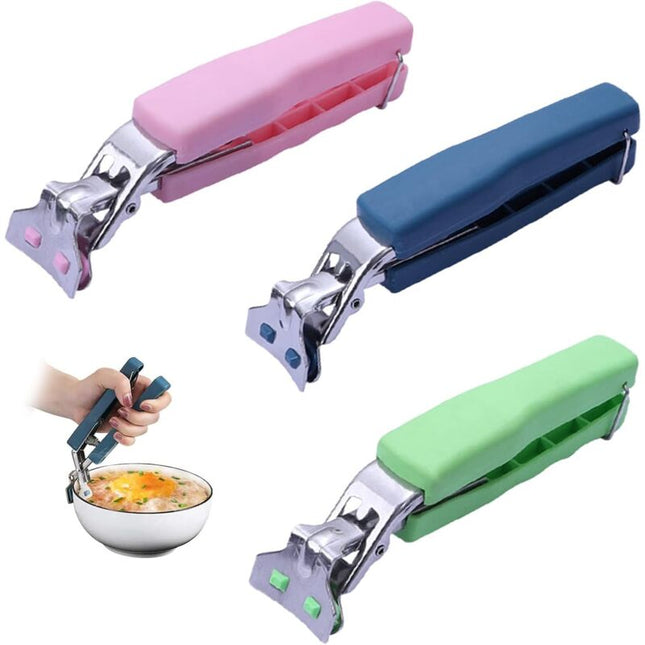 3 pcs Non-Slip Kitchen Bowl Clip Anti-Hot Tongs Stainless Steel Bowl Clip Silicone Anti-Hot Tongs Hot Dishes Lifting.