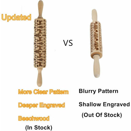 Christmas Wooden ROlling Pin, ROlling Pin, Kitchen Tool, Baking Accessory, Eye-Catching, Stable And Durable, Christmas.