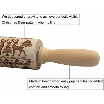 Christmas Wooden ROlling Pin, ROlling Pin, Kitchen Tool, Baking Accessory, Eye-Catching, Stable And Durable, Christmas.