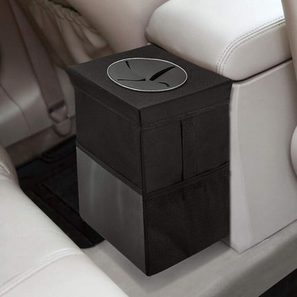 Car Trash Can With Lid - Hanging Garbage Bag With Storage Pockets, Foldable And Portable Waterproof Organizer, Large.