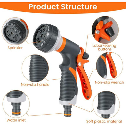 Garden Sprayer, 8 Watering Modes Watering Gun With 4 Interface For Car Washing, Gardens, Plants, Pets.
