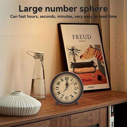 Vintage Retro Analog Alarm Clock, ROund Alarm Clock, Small Desk Clock, Super Quiet, Non-Ticking, Small Clock For Home.
