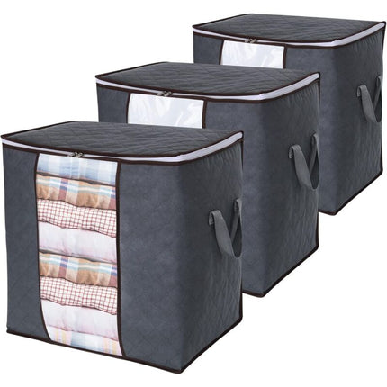 Large Capacity Clothes Storage Bag With Reinforced Handle Upgraded Fabric For Quilts, With Strong Zipper, Clear Window,.