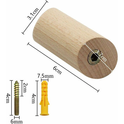 6 pcs Set Beech Wood Wall Hooks 3X6Cm Cylinder Wall Mounted Coat Hook Decorative Hook For Coat Hat Scarf Bag Towel -.