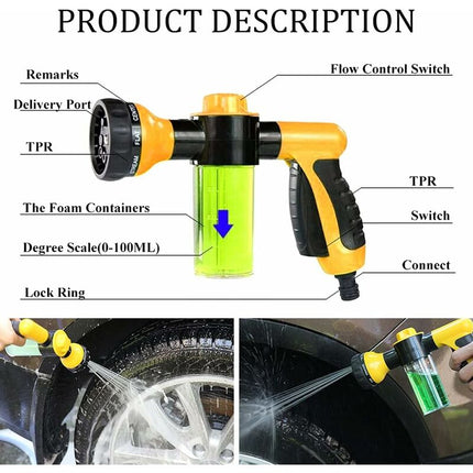 Garden Watering Gun, Watering Gun Watering Can With 8 Watering Modes, Built-In Soap Dispenser For Car Washing, Garden.