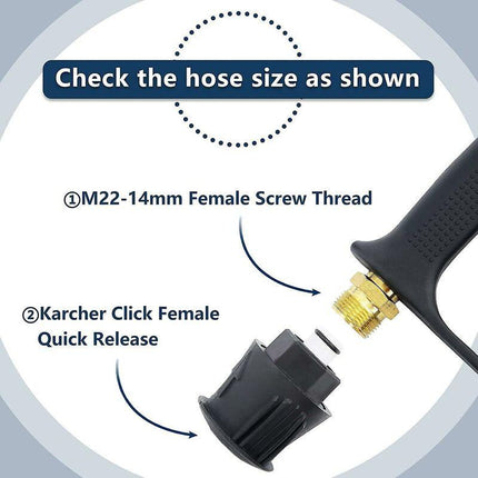 High Pressure Washer Gun, 4000 Psi 280Bar, M22 Interface (14 Mm) Contains Karcher Quick Connector, 5 Water Nozzle Tips.