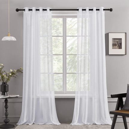 2 pcs Set Voile Curtains Super Soft Decorative Eyelet Curtain Living ROom Bedroom Girl Baby 132X160Cm White.