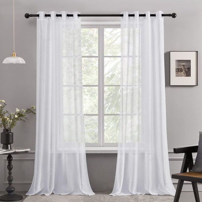2 pcs Set Voile Curtains Super Soft Decorative Eyelet Curtain Living ROom Bedroom Girl Baby 132X160Cm White.