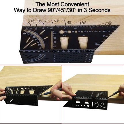 3D Aluminum Alloy Carpenter Square, 90 To 45 Degree Professional Angle Ruler, Woodworking Measuring Ruler Suitable For.