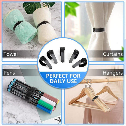 60 Pack Black Reusable Cable Ties Adjustable Releasable Cable Management Clips For Pc Cables, Organizing Cords, Tv,.