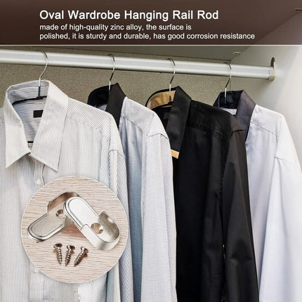6 pcs Oval Wardrobe Rail End Brackets Nickel Plated Silver Wardrobe ROd Holder 15Mm Wardrobe Flange Rail Brackets And 6.