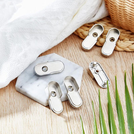 6 pcs Oval Wardrobe Rail End Brackets Nickel Plated Silver Wardrobe ROd Holder 15Mm Wardrobe Flange Rail Brackets And 6.
