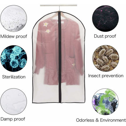 Garment Covers, Dustproof Waterproof Mite Moisture Proof, Semi Transparent Zip Protective Covers For Shirt Suits/Coats,.