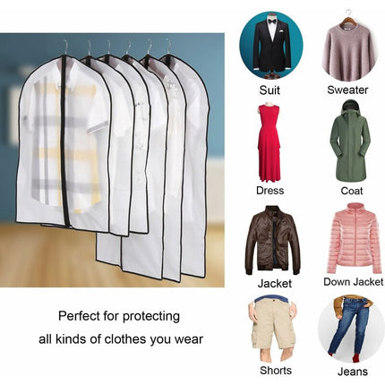 Garment Covers, Dustproof Waterproof Mite Moisture Proof, Semi Transparent Zip Protective Covers For Shirt Suits/Coats,.