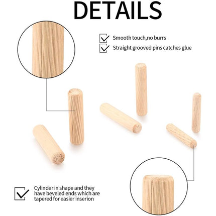 90 Pieces Wood Dowels Assortment, Tapered Grooved Wood Dowels M6 M8 M10 For Milling, Grooving, Crafts, Diy,.