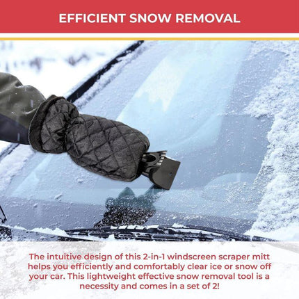 2 Pack Car Ice Scraper - Car Windshield Scraper Window Glove, Snow Scrapers With Waterproof Lining, Removes Ice And.