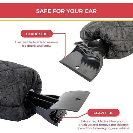 2 Pack Car Ice Scraper - Car Windshield Scraper Window Glove, Snow Scrapers With Waterproof Lining, Removes Ice And.
