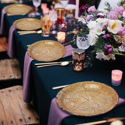 50 Pack 9" Rustic Wood Grain Paper Plates Disposable (Wood Grain 02).