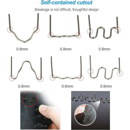 1800 pcs Tungsten Steel Hot Staples, 0.8Mm/0.6Mm Welding ROds Hot Staple Repair Welding Nail, For Car Bumper Plastic.