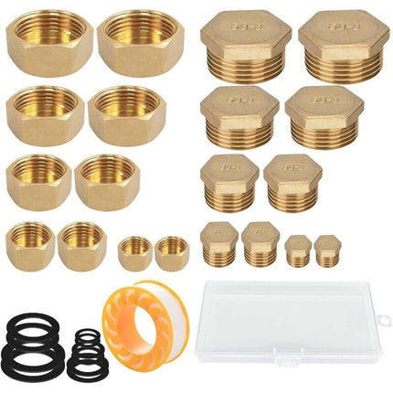 20 pcs Brass Threaded Caps With Threads, 05/10 08/13 15/21 20/27 12/17Male Water Inlet Plug Tap.
