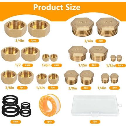 20 pcs Brass Threaded Caps With Threads, 05/10 08/13 15/21 20/27 12/17Male Water Inlet Plug Tap.