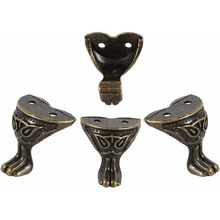 4 pcs Antique Brass Jewelry Box Wooden Case Decorative Feet Legs Chest Corner Protector.