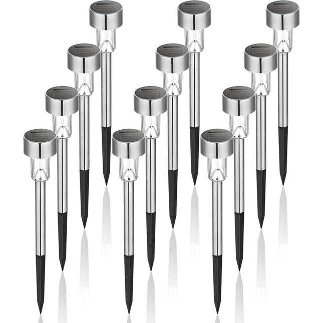 Outdoor Solar Lights LED Landscape Light Pack/Pathway Lights Stainless Steel-12.