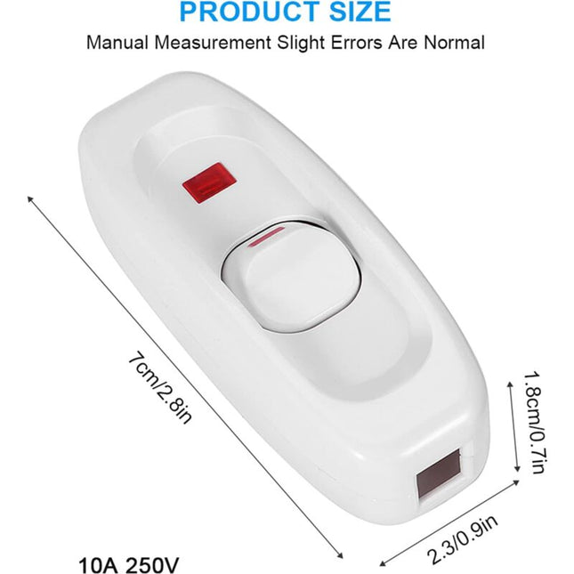 5 pcs Ac 250V 10A Compact Plastic On/Off ROcker Switch LED ROcker Switch Inline Cord Light Lamp Switch Control Solder.