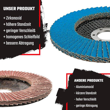 Compartment Discs │ Blue │ 10 Pieces │ Ø 125 Mm │ Grain 73 │ Stainless Steel │ Abrasive Discs │ Flap Discs.