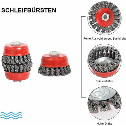 Bevel Brush For Angle Grinder, Metal/Steel, Twisted Wire, Flexible, Diameter: 75 And 100 Mm, Mounting Thread: M14, 4.