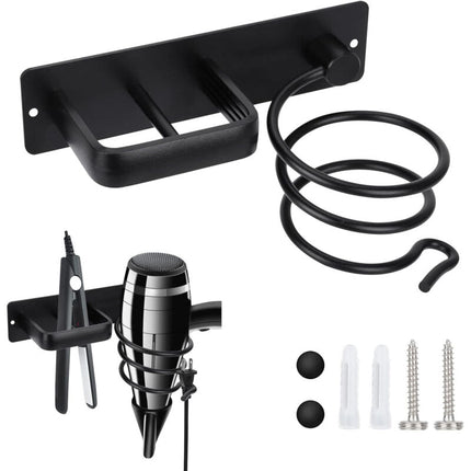 Hair Dryer Holder And Straightener Stand, Hair Dryer Holder With Cable Management, Wall Mounted Hair Dryer Organizer.