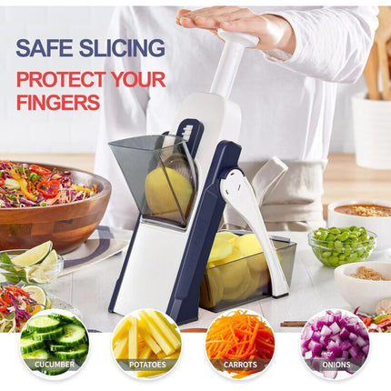 Kitchen Mandoline Safety Slicer Manual Multifunction All Vegetable Cutter Stainless Steel Blade, Julienne, Cubes, Fcoupe.