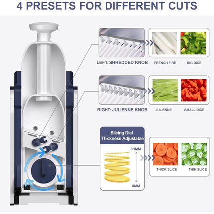 Kitchen Mandoline Safety Slicer Manual Multifunction All Vegetable Cutter Stainless Steel Blade, Julienne, Cubes, Fcoupe.