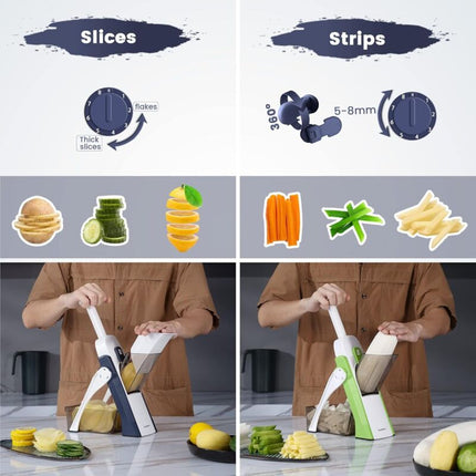 Kitchen Mandoline Safety Slicer Manual Multifunction All Vegetable Cutter Stainless Steel Blade, Julienne, Cubes, Fcoupe.