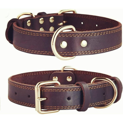 Premium Genuine Leather Dog Collar/Durable Real Leather Adjustable Collars For Male Female Small X-Small Medium Large.