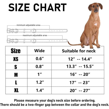 Premium Genuine Leather Dog Collar/Durable Real Leather Adjustable Collars For Male Female Small X-Small Medium Large.