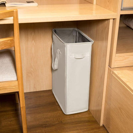 Long Foldable Laundry Basket With Handles 45L Beige.