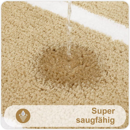 Non-Slip Bath Mat, Soft Microfiber Bathroom Mat, Absorbent High Pile Bath Mat, Machine Washableable - 40 X 60 Cm - Beige.