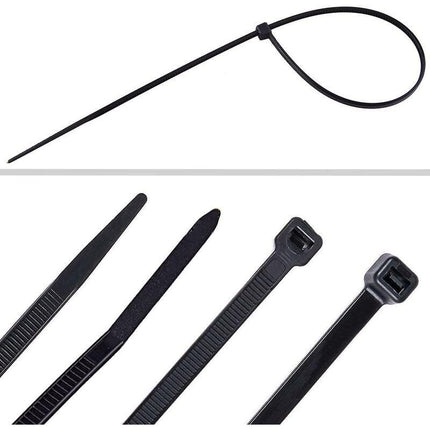 700 Piece Black Nylon Cable Ties, Lengths 4"/ 6"/ 8"/ 10"/ 12".