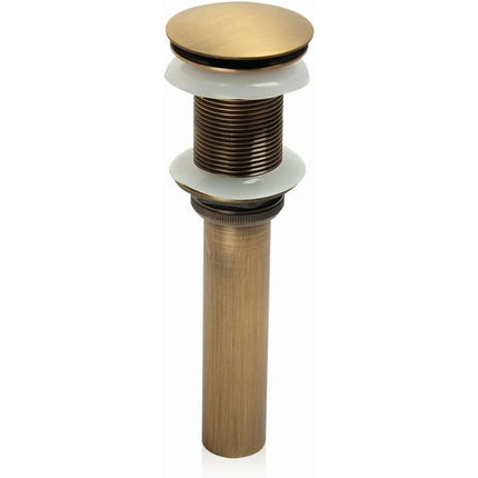Single Handle Push-Pull Pop-Up Clicker Sink Faucet Build Plug Without Overflow (Antique Brass).